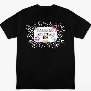 Baseball Lifestyle 101 Composition Short Sleeve Tee Men’s Medium Black Teen New